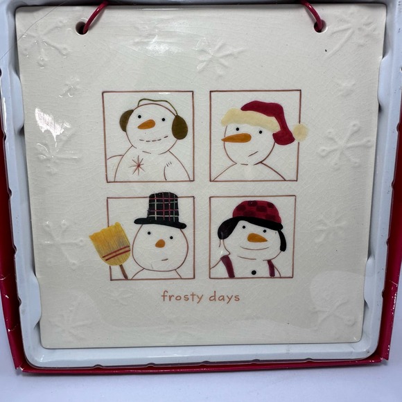 Hallmark "Frosty Days" Snowman Ceramic Hanging 6"X6" Hot Plate Trivet Tile Décor - Picture 12 of 12